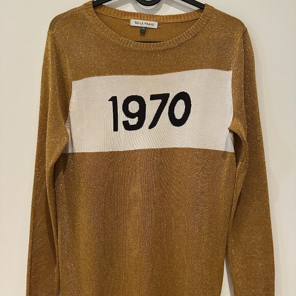 Bella Freud '1970' Metallic Sweater – Iconic Design in Gold - Picture 1 of 5